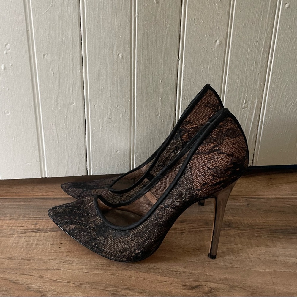 vero cuoio black lace heels